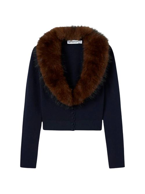 Cardigan faux fur SELF PORTRAIT | AW26148CANNAVY